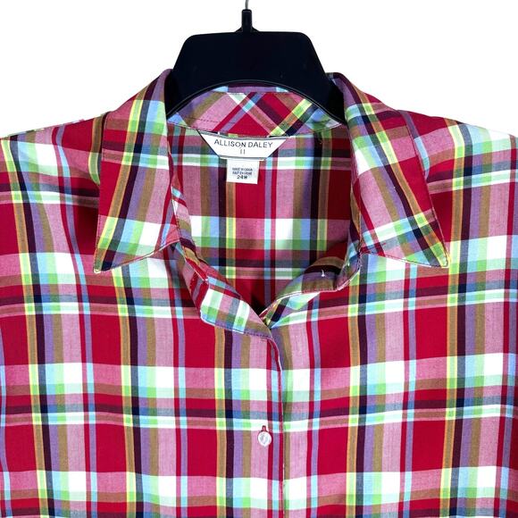 Allison Daley Plaid 3/4‎ Sleeve Button Up Shirt Women's 24W Multicolor Casual - Picture 2 of 8